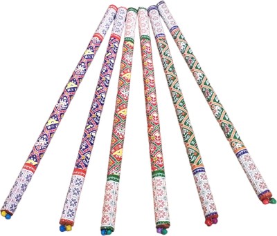 dandiya SticksKart PVC Printed PATOLA Wooden Dandia, 2 Pairs (4 Sticks)|14 Inch-Big Dandia Sticks(Multicolor, Green, Blue, Red)