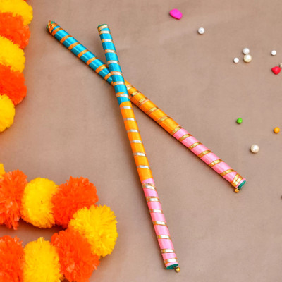 LeafBlu Premium Quality Navratri Wooden Dandiya Sticks for Garba Night (Pack of 1 Pair) Dandia Sticks(Multicolor)