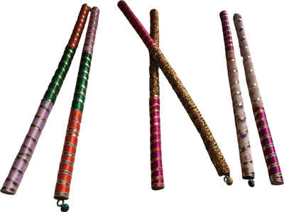 BAPPA Wooden Dandiya Sticks for Navratri Garba Dance of 3 PAIR Dandia Sticks(Multicolor)