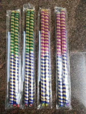 SticksKart AJMERI Multicolor Wooden Dandia Sticks -Pack of 2 Pair, 4 Sticks| Big Size Dandia Sticks(Multicolor, Green, Yellow, Blue, Red)