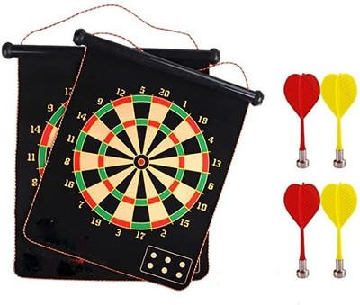 Space Age 17 Inch Magnetic Double Sided Dart Board Toy with 4 Free Magnetic Darts Dart Board Game
