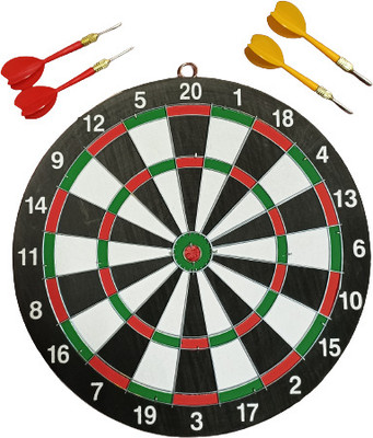 Jdsbros Dart board with 4 darts Steel Tip Dart(White, Green, Red, Silver, Pack of1)
