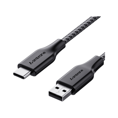 Ambrane USB Type C Cable 3 A 1.5 m RCT-15(Compatible with Smartphones, Tablets, Earphones, Laptops, Black, One Cable, USB Type A To USB Type C, 27 W)