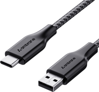 Ambrane USB Type C Cable 2 A 1.5 m RCT-15(Compatible with Smartphones, Black, One Cable)