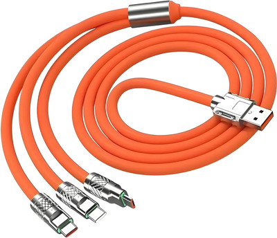 Gripzo 2-in-1 Cable 1.1 m 3 in 1 Cable - Fast Charging and Sync for All Devices - Universal Compatibility - Durable Nylon Braided Cord (Round Cable Random Colour)(Compatible with 3-in-1 120W Fast Charging USB Cable 6A, 47.24in/120cm, Multi Charger Cable, Orange, One Cable) Gripzo 2-in-1 Cable 1.1 m 3 in 1 Cable - Fast Charging and Sync for All Devices - Universal Compatibility - Durable Nylon Braided Cord (Round Cable Random Colour)(Compatible with 3-in-1 120W Fast Charging USB Cable 6A, 47.24in/120cm, Multi Charger Cable, Orange, One Cable)
