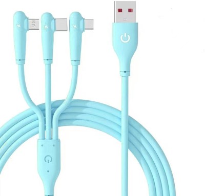 Life Like 3-in-1 Cable 1.2 m L Shape 90 Degree 66W Fast Charging 3 IN 1 Mobile Charging Cable(Compatible with Mobile, Tablets, Blue)