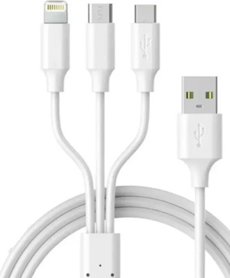 YAKSH 3-in-1 Cable 1 m 3IN1MULTiCHRG(Compatible with All smartphones with Type-C, Micro USB & Lightning ports, White, One Cable)