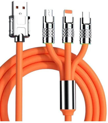 thriftkart 3-in-1 Cable 5 A 1.5 m Plastic Multicolor 5 A Multi Pin Cable 1.5 Meter(Compatible with Smartphones, Orange, One Cable)