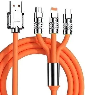 beshu 3-in-1 Cable 1.5 m D22(Compatible with All divice, Lighting, Orange, One Cable)