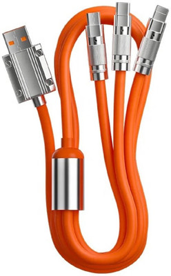 Life Like 3-in-1 Cable 1.2 m Zinc Alloy 3 IN 1 120W Fast Charging Cable(Compatible with Mobiles, Orange)