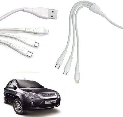 AUTO PEARL 3-in-1 Cable 1 m 3 in 1 WL-49 Rapid Data Cable compatible with Fiesta Classic 2011-2012(Compatible with Mobile, Tablet, White, One Cable)