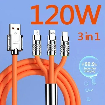ENMORA 3-in-1 Cable 3 m 3-in-1 Cable 1.2 m 120W Charger , FAT Charging Data Cable, Portable CXV16(Compatible with Multi - Text
only null values allowed, Multi - Text
only Null Values Allowed
Used For: ID, Variant, Title)