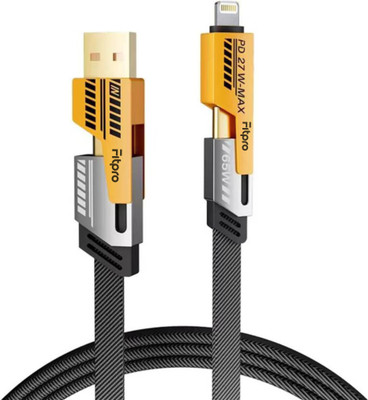 FitPro 3-in-1 Cable 2 A 1 m Foil shield 4-in-1 65W fast charging(Compatible with Apple, Android, Tablets, Black, One Cable)