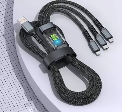 SPEEDFOX 3-in-1 Cable 1.2 m Nylon Braided 3 in 1 Charging Cable Nylon Braided Multiple USB Fast Charging Data Cable(Compatible with All Smartphone, iPhones and Android, iOS and Type C Devices & Car Charging, Black, One Cable) SPEEDFOX 3-in-1 Cable 1.2 m Nylon Braided 3 in 1 Charging Cable Nylon Braided Multiple USB Fast Charging Data Cable(Compatible with All Smartphone, iPhones and Android, iOS and Type C Devices & Car Charging, Black, One Cable)