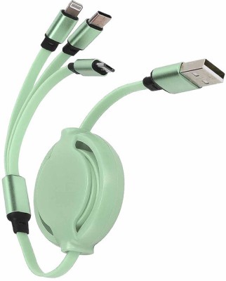hirdesh 3-in-1 Cable 1 m 3 IN 1 USB Cable GREEN 3A 65W-10W(Compatible with All Type Of Android, Type-C And iOS Smartphones, Green, One Cable)