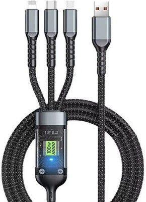 3-in-1 100 Watt 6A Fast Charging MFI certified Data Cable 1 m USB Type C Cable(Compatible with Mobile, Tablets, Laptop and Many more Gadgets, Black)