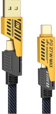 Earbot 3-in-1 Cable 1 m Fizz 65w 4-1(Compatible with Smart phone, Black, One Cable)