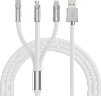 Orionis 3-in-1 Cable 1.1 m Copper Braiding 3-in-1 Cable 1.1 m Copper Braiding 3 in 1 Fast Charging Data Cable(Compatible with mobile,tablet, White, One Cable)