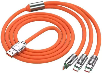 MILECTRONIX 3-in-1 Cable 1 m 0202003401(Compatible with Charging & Data Transfer, Orange)