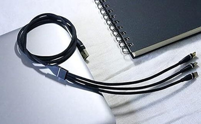 BASS BLING 3-in-1 Cable 1 m 3 in 1 Triple USB Fast Charging Cable Multi Pins Power Meter for Cables(Compatible with ALL SMARTPHONE, Black, One Cable)