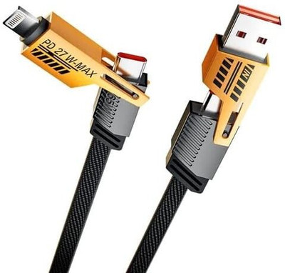 5SUPREME 4-in-1 Cable 1.2 m 4-in-1 multi-channel fast charging cable 65w cable c10(Compatible with Multi, Black, One Cable)