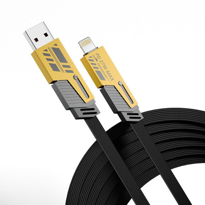 Orionis 4-in-1 Cable 4.5 A 1 m 4-in-1 Multi-Function Nylon Braided Fast Charging Cable with Lightning to USB-C, USB-C to USB-C, Lightning to USB(Compatible with 4-in-1 Design for Convenience, Lightning to USB-C, USB-C to USB-C, Lightning to USB-A, Black, One Cable)