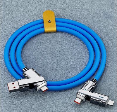 SANNO WORLD 4-in-1 Cable 10 A 1.2 m USB A to C, USB A to Lightning, USB C to Lightning, and USB C to USB C - in one cable(Compatible with Mobile, Laptop, Blue, One Cable)
