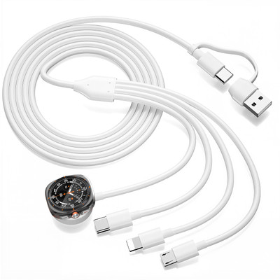 Verilux 4-in-1 Cable 2.4 A 1.2 m Multi Charging Cable 4 in 1 USB C Fast Charge Data Sync 1.2M(Compatible with Mobile,Tablet,Smart Watch, White, One Cable)