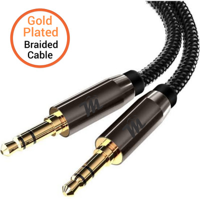 Moment AUX Cable 1.2 m Nylon Braided Aux Audio Cable - 3.5 mm 24K Gold Plated Jack Male to Male.(Compatible with Car Stereo, Speaker, TV, Smartphone, Laptop, all other device with 3.5mm., Braided Black, One Cable)