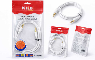 KNP AUX Cable 1 m High Quality 1 meter Aux Cable(Compatible with All AUDIO DEVICES IN WHICH AUX OPTION AVAILABLE, White, One Cable, 3.5mm Jack To 3.5mm)
