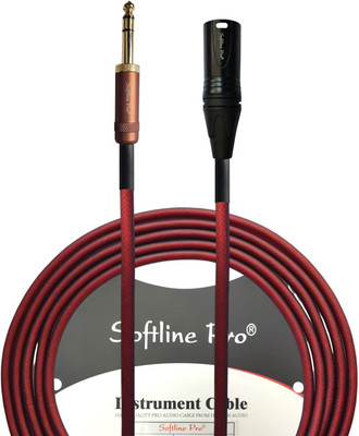 Softline Pro Patch Cable 3 m TRS Microphone Cable Stereo 6.35mm Jack to XLR Male Double Shielding, Matt Silicone PVC Jacket Professional Instrument Cable for Speakers Mixers & Studio Recording – 3M(Compatible with Instrument, Red, One Cable)