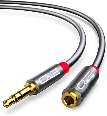 C & E AUX Cable 0.91 m Aux Cable Male to Female 3.5mm Stereo Audio Cable 0.91 Meter/3 feet Cable Tangle free(Compatible with Phone, Headphones, Speakers, Computer, MP3, Car, Soundbox, Gray, One Cable)