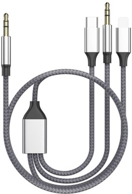 Zomei AUX Cable 3 m Car AUX Cable 3.5mm to 3.5mm AUX Cable L-ightning/Type C(Compatible with Car, Grey)
