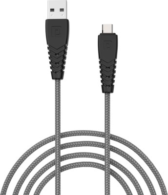 Portronics Micro USB Cable 2 A 1 m Nylon Braided Konnect B POR-1234(Compatible with Mobile, Computer, Grey, One Cable)