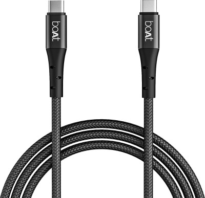 boAt USB Type C Cable 1.5 m Type C C300(Compatible with Mobile, Tablet, Black)