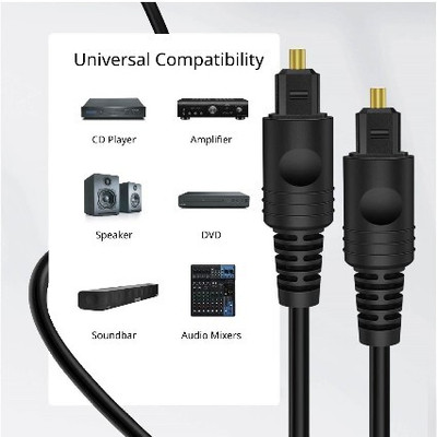 EKAAZ Fiber Optical Cable 3 m Optical Cable 3m/10ft, Digital Audio Toslink Cable, Fiber Optic Audio Cable for Sound Bar_122(Compatible with Home Theater, Sound Bar, Black)
