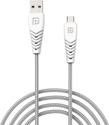 Portronics Micro USB Cable 2 A 1 m Nylon Braided Konnect B(Compatible with Mobile, Computer, White, One Cable)