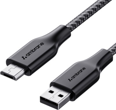 Ambrane Micro USB Cable 3 A 1.5 m RCM-15(Compatible with Smartphones, Black, One Cable)