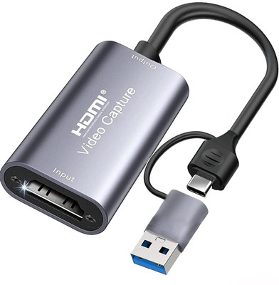 Tobo Type C Hdmi Video Capture Card, USB3.0 + USB C Hdmi 4K 1080P Capture Card Media 32 inch Blu-ray Player(Grey, Black)