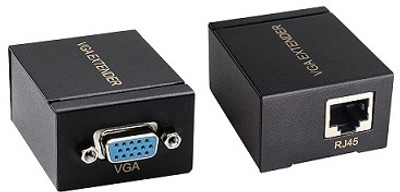 VOOCME HDMI Adapter 0.02 m to LAN Cat5 Cat5e Cat6e RJ45 Ethernet Female Adapter Amplifier VGA Extender.(Compatible with Computer, Black, One Cable)