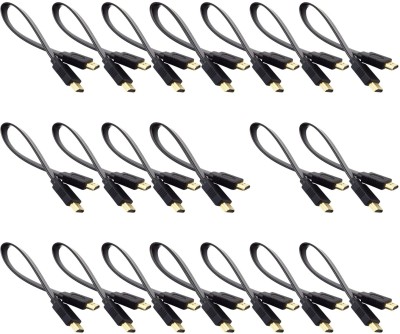 fdealz HDMI Cable 0.3 m 20 Pieces of High Quality 30cm Full HD Short HDMI(Compatible with Desktop, Laptop, PS3, PS4, xBox, DVC, VCD Players, Black Color; Compatible Cable Support 3D Male To Male Plug Flat Cable Cord, Pack of: 20)