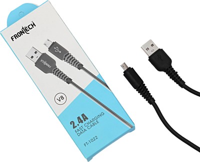 Frontech Micro USB Cable 2.4 A 1 m PVC USB Type A to Micro USB V8 2.4A PVC Cable Fast Charging Cable(Compatible with Any device supports V8 cable, Black)