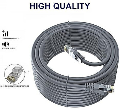 RAREGEAR LAN Cable 10 m LAN Cable with Gold Plated Connectors Supports Upto 1000Mbps Network Len Cable Cat6 Ethernet High Speed 550MHZ/10 Gigabit Speed UTP (10 Meter)(Compatible with NA, Grey, One Cable)