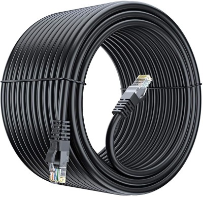 Civon LAN Cable 30 m 30 Meter Cat 5e Heavy Duty Outdoor Internet Network LAN Cable Waterproof Router Speed upto 1000 Mbps(Compatible with PCs, computer servers, printers, routers, switch boxes, network media players, Black, One Cable)