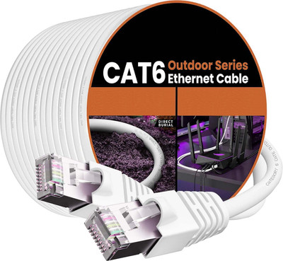 Sadow LAN Cable 15 m 15 Meters CAT6e Outdoor Ethernet Cable Lan Network Internet RJ45 Patch Cord(Compatible with Desktops, Laptops, Servers, Gaming Consoles, TV, Cat6e White)