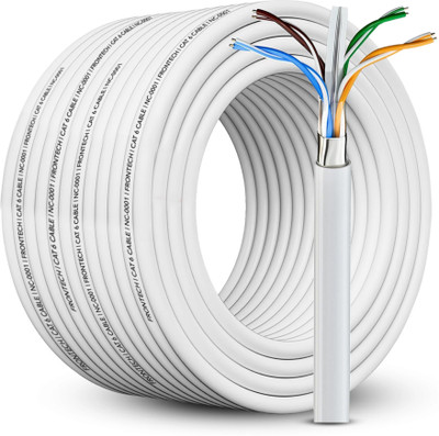 Frontech LAN Cable 100 m Polyethylene NC-0002 Best Reliability & Performance with Durable & Long-Lasting Material(Compatible with Computer Network, LAN Cables, Ethernet Cables, PC, CCTV, White, One Cable)