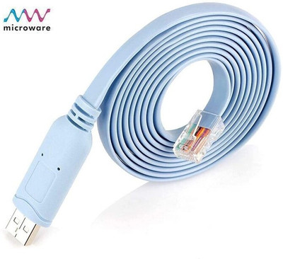 microware LAN Cable 1.5 m USB Console Cable,USB to RJ45 Console Serial Console Cable with FTDI Chip(Compatible with na, Sky Blue, One Cable)