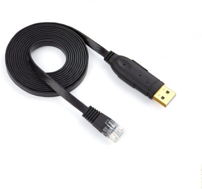 Etzin LAN Cable 1.5 m USB to RJ45 Console Serial Console Cable Compatible with Windows Linux (BLACK)(Compatible with Routers/Switches for Laptops in Windows, Black, One Cable)
