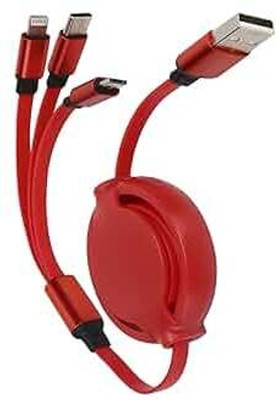 5SUPREME Lightning Cable 3 m foldable cable 3 in 1 Charging Data Cable High Speed awq14(Compatible with Multi - Text, Multicolor, One Cable)