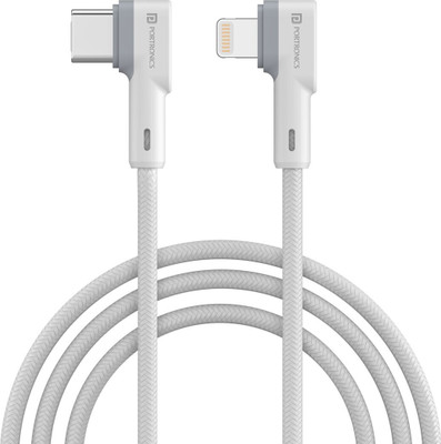 Portronics Lightning Cable 3 A 1.2 m POR 1439(Compatible with Smartphones, Tablet, Laptops, White, One Cable)